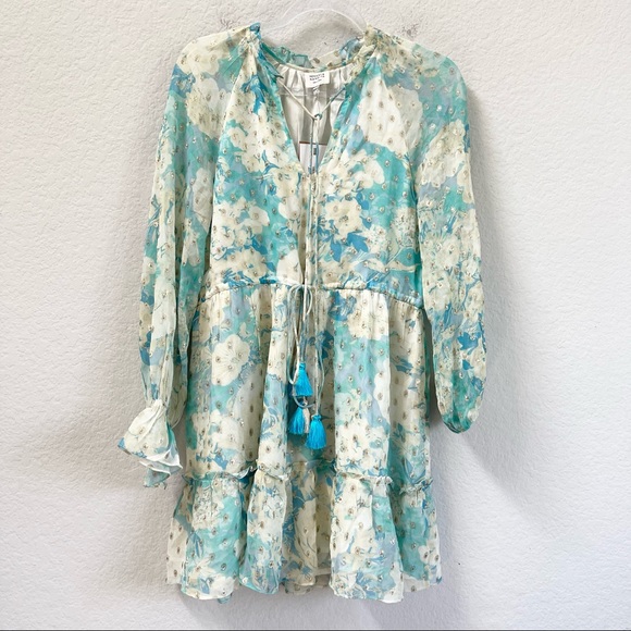 Hemant & Nandita Kaiyo Turquoise Shimmer Dress Size Medium
